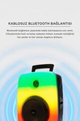 Bluetooth Hoparlör Mikrofonlu Rgb Işıklı Taşınabilir Parti Speaker GTS-1802 Siyah