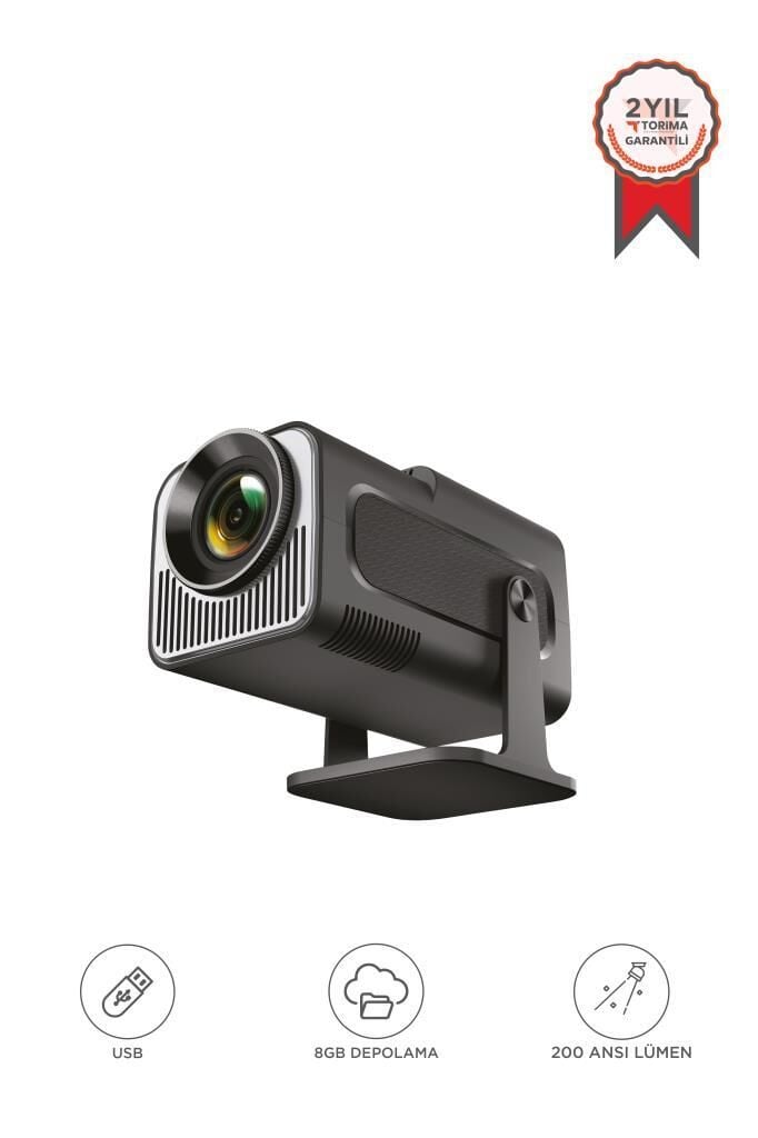 Projeksiyon Cihazı Taşınabilir Ev Sineması Bluetooth Android Akıllı Projektör HY320 Mini Siyah