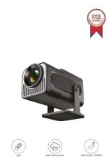 Projeksiyon Cihazı Taşınabilir Ev Sineması Bluetooth Android Akıllı Projektör HY320 Mini Siyah