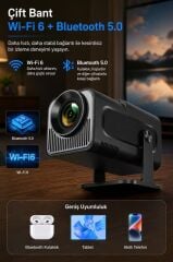 Projeksiyon Cihazı Taşınabilir Ev Sineması Bluetooth Android Akıllı Projektör HY320 Mini Siyah