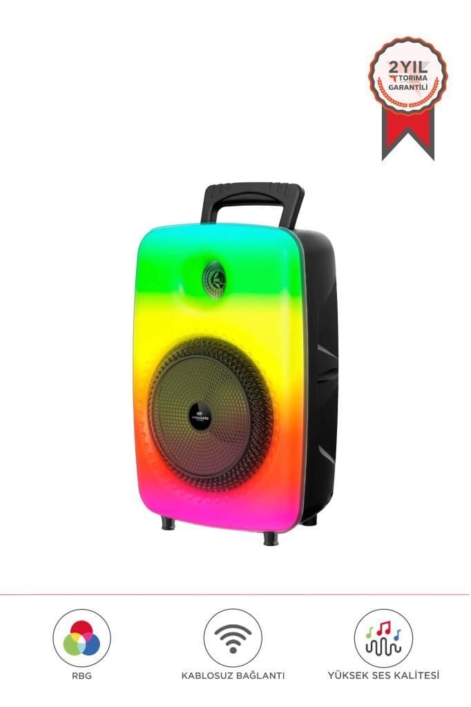 Torima GTS-1802 Siyah Mikrofonlu RGB Ledli Taşınabilir Bluetooth Hoparlör Parti Speaker