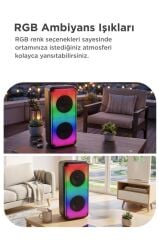 Bluetooth Hoparlör Mikrofonlu Kumandalı Rgb Işıklı Speaker BTS-1908 Siyah