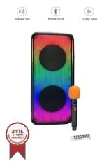 Bluetooth Hoparlör Mikrofonlu Kumandalı Rgb Işıklı Speaker BTS-1908 Siyah