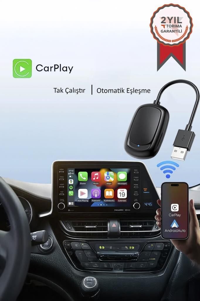 Kablosuz Carplay Araç Multimedya Dönüştürücü Usb Type-C Uyumlu Mini TAB08