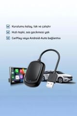 TORİMA TAB08 Mini Kablosuz Carplay Usb ve Type-c Uyumlu Araç Multimedya Dönüştürücü Adaptörü