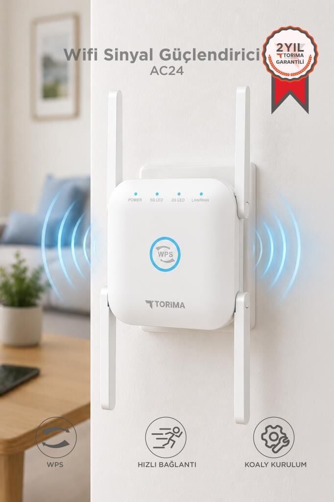 Wifi Sinyal Güçlendirici Yakınlaştırıcı Pro Router AC24 Beyaz