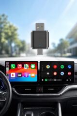 Mini Araç Multimedya Dönüştürücü Adaptör Usb Type-C Uyumlu 2IN1 Kablosuz Carplay TAB06