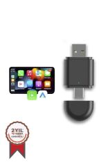 Mini Araç Multimedya Dönüştürücü Adaptör Usb Type-C Uyumlu 2IN1 Kablosuz Carplay TAB06