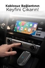 Mini Araç Multimedya Dönüştürücü Adaptör Usb Type-C Uyumlu 2IN1 Kablosuz Carplay TAB06