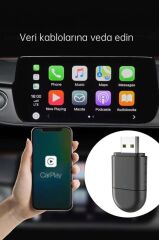 Mini Araç Multimedya Dönüştürücü Adaptör Usb Type-C Uyumlu 2IN1 Kablosuz Carplay TAB06