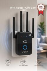 Wifi Router Çift Bant 1600Mbps 4 Anten Yüksek Hızlı AC35Q Siyah
