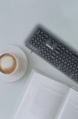 Kablolu Q Klavye Retro Daktilo Görünümlü TK09 Siyah