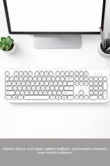 Kablolu Q Klavye Retro Daktilo Görünümlü TK09 Beyaz