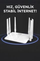 Wifi Router 300Mbps 6 Antenli 4 Portlu Güçlü Geniş Kapsama WR50Q Beyaz