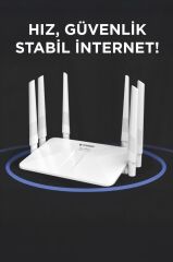 Wifi Router 300Mbps 6 Antenli 4 Portlu Güçlü Geniş Kapsama WR50Q Beyaz