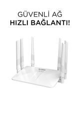 Wifi Router 300Mbps 6 Antenli 4 Portlu Güçlü Geniş Kapsama WR50Q Beyaz