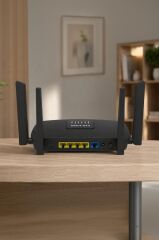 Çift Bant Kablosuz Wifi Router 1200Mbps 2.4GHz ve 5GHz 4 Antenli AC06 Siyah