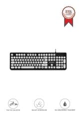 Kablolu Q Klavye Retro Daktilo Görünümlü TK09 Siyah Beyaz