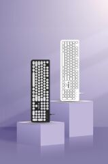 Kablolu Q Klavye Retro Daktilo Görünümlü TK09 Siyah Beyaz