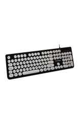 Torima TK-09 Siyah+Beyaz Retro Daktilo Görünümlü Kablolu Q Klavye