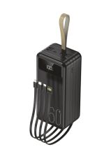Taşınabilir Batarya 60000 Mah Hızlı Şarj Dijital Göstergeli Ledli 4 Çıkışlı Powerbank TRM-1060 Siyah