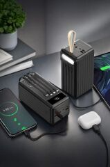 Powerbank Dijital Göstergeli 4 Çıkışlı 80.000 Mah Taşınabilir Hızlı Şarj Aleti TRM1080 Siyah