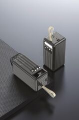 Powerbank Dijital Göstergeli 4 Çıkışlı 80.000 Mah Taşınabilir Hızlı Şarj Aleti TRM1080 Siyah