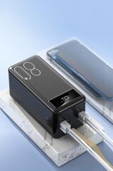 Powerbank Dijital Göstergeli 4 Çıkışlı 80.000 Mah Taşınabilir Hızlı Şarj Aleti TRM1080 Siyah