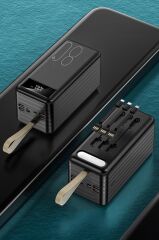 Powerbank Dijital Göstergeli 4 Çıkışlı 80.000 Mah Taşınabilir Hızlı Şarj Aleti TRM1080 Siyah