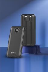 Powerbank Dijital Göstergeli Hızlı Şarj 10000mAh 2 Çıkışlı Taşınabilir Batarya TRM-1015 Siyah