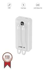 Powerbank Dijital Göstergeli Hızlı Şarj 10000mAh 2 Çıkışlı Taşınabilir Batarya TRM-1015 Beyaz