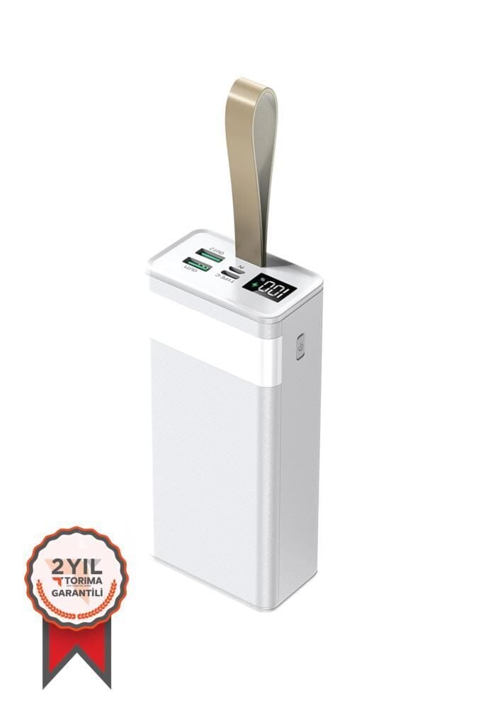 Taşınabilir Batarya 30000 Mah Hızlı Şarj Dijital Göstergeli 22,5W Powerbank TRM-1033 Beyaz