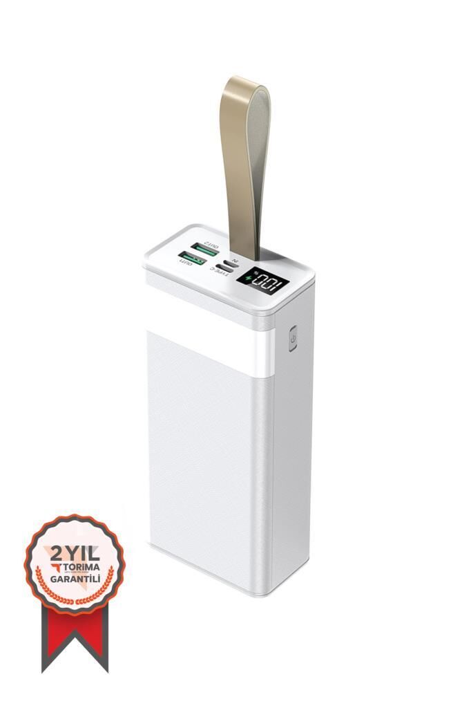 Taşınabilir Batarya 30000 Mah Hızlı Şarj Dijital Göstergeli 22,5W Powerbank TRM-1033 Beyaz
