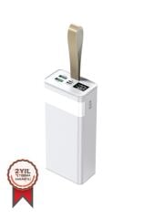 Taşınabilir Batarya 30000 Mah Hızlı Şarj Dijital Göstergeli 22,5W Powerbank TRM-1033 Beyaz