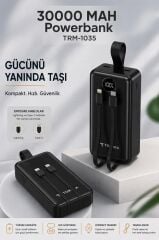 Powerbank Dijital Göstergeli 2 Çıkışlı 30.000 Mah Taşınabilir Hızlı Şarj Aleti TRM1035 Siyah