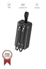 Powerbank Dijital Göstergeli 2 Çıkışlı 30.000 Mah Taşınabilir Hızlı Şarj Aleti TRM1035 Siyah