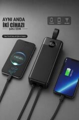 Powerbank Dijital Göstergeli 2 Çıkışlı 30.000 Mah Taşınabilir Hızlı Şarj Aleti TRM1035 Beyaz