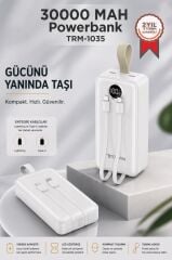 Powerbank Dijital Göstergeli 2 Çıkışlı 30.000 Mah Taşınabilir Hızlı Şarj Aleti TRM1035 Beyaz