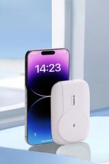 Torima TRM-1016 Beyaz 10000mAh Manyetik Kablosuz Powerbank Magsafe Taşınabilir Hızlı Şarj Powerbank