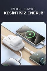 Torima TRM-1016 Beyaz 10000mAh Manyetik Kablosuz Powerbank Magsafe Taşınabilir Hızlı Şarj Powerbank