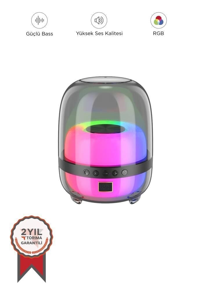 Bluetooth Hoparlör Kablosuz Taşınabilir Rgb Işıklı TWS Speaker BTS-1843 Siyah