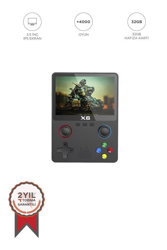 Oyun Konsolları 4000 Üzeri Klasik Oyunlu IPS Ekran Kablosuz Atari Retro Oyun Konsulu X6 Siyah