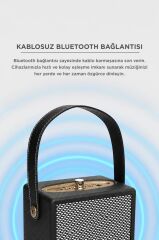 Bluetooth Hoparlör Taşınabilir Speaker Wooden Case X2 Siyah