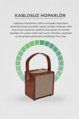 Bluetooth Hoparlör Taşınabilir Speaker Wooden Case X2 Kahverengi