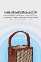 Bluetooth Hoparlör Taşınabilir Speaker Wooden Case X2 Kahverengi