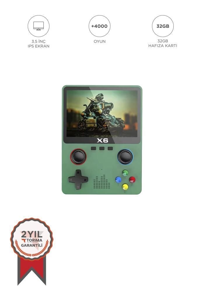 Oyun Konsolları 4000 Üzeri Klasik Oyunlu IPS Ekran Kablosuz Atari Retro Oyun Konsulu X6 Yeşil