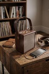 Bluetooth Hoparlör Taşınabilir Speaker Wooden Case X2 Mavi