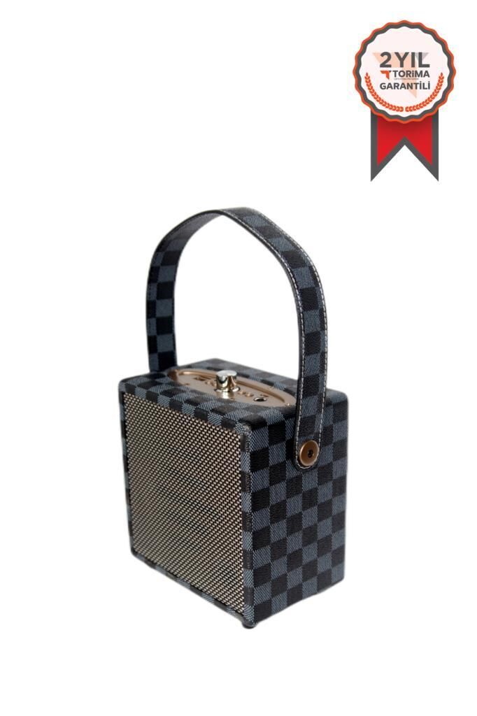 Bluetooth Hoparlör Taşınabilir Speaker Wooden Case X2 Mavi