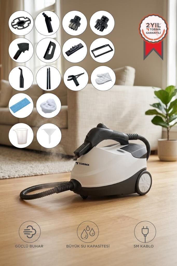 Buharlı Temizleyici Halı Koltuk Cam Zemin ve Mutfak Temizleme Buhar Makinesi CB08C