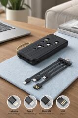 Taşınabilir Batarya 20000 Mah Ledli 4 Çıkışlı Powerbank TRM-1021 Siyah